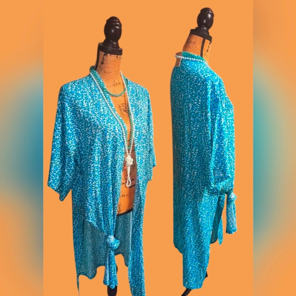 Blue Patterned Kimono Cardigan